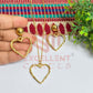 Heart Pendant Necklace with Earrings Bezel Set