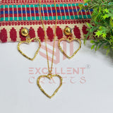 Heart Pendant Necklace with Earrings Bezel Set