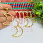 Halfmoon Pendant Necklace with Earrings Bezel Set