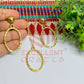 Oval Pendant Necklace with Earrings Bezel Set
