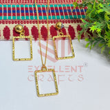 Rectangle Pendant Necklace with Earrings Bezel Set