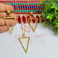 Triangle Pendant Necklace with Earrings Bezel Set