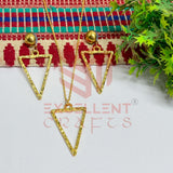 Triangle Pendant Necklace with Earrings Bezel Set