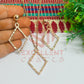 Diamond Shape Pendant Necklace with Earrings Bezel Set