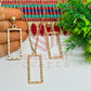 Long Rectangle Pendant Necklace with Earrings Bezel Set