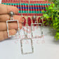 Rectangle Pendant Necklace with Earrings Bezel Set