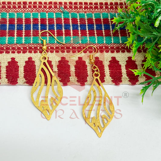 Petal Shape with Wavy Design Brass Charm Earrings