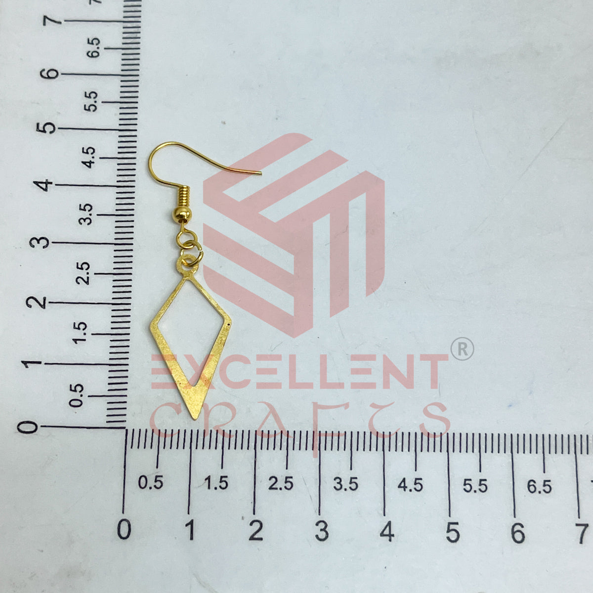 Double Dimaond Pattern Brass Charm Earrings