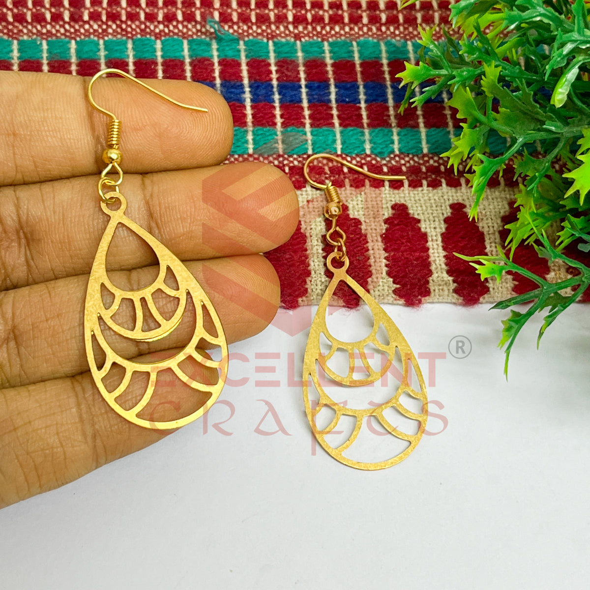 Drop Shape Brass Charm Earrings
