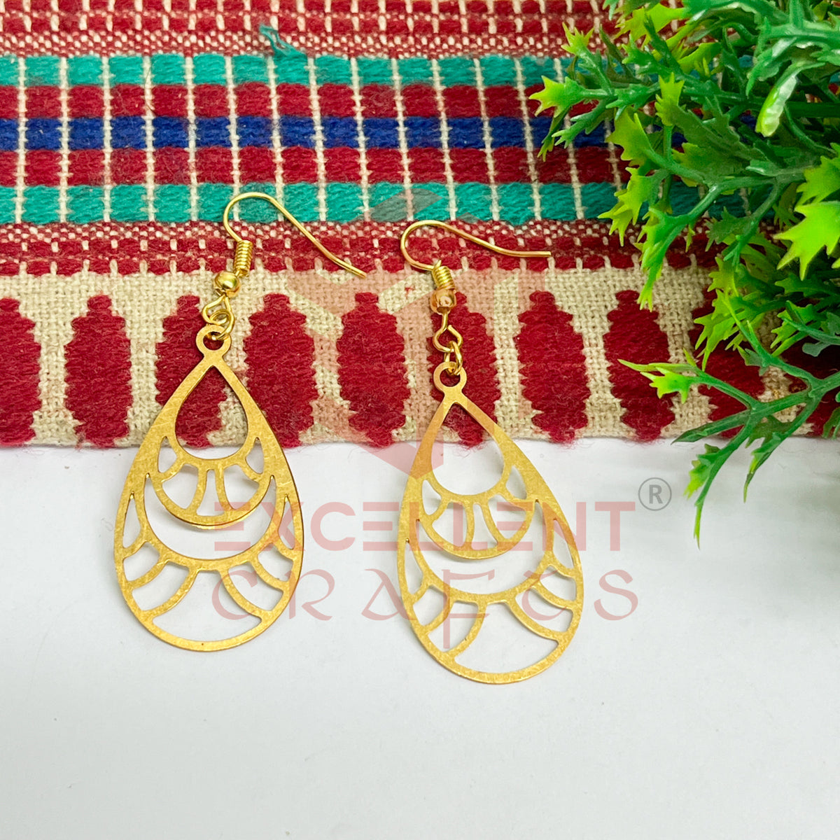 Drop Shape Brass Charm Earrings