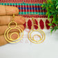 Layered Round Shape Brass Charm Earrings