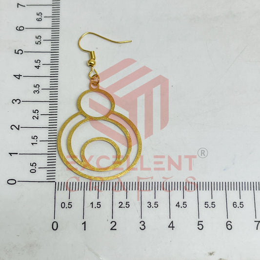 Layered Round Shape Brass Charm Earrings