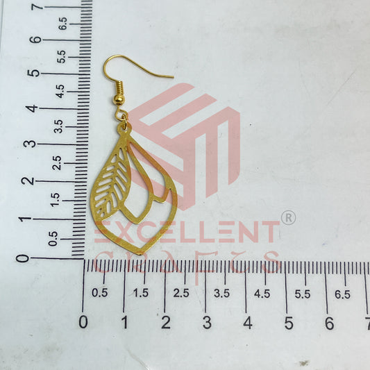 Petal Shape with Leaf Pattern Brass Charm Earrings