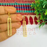 Rectangle with Leaf Pattern Brass Charm Earrings