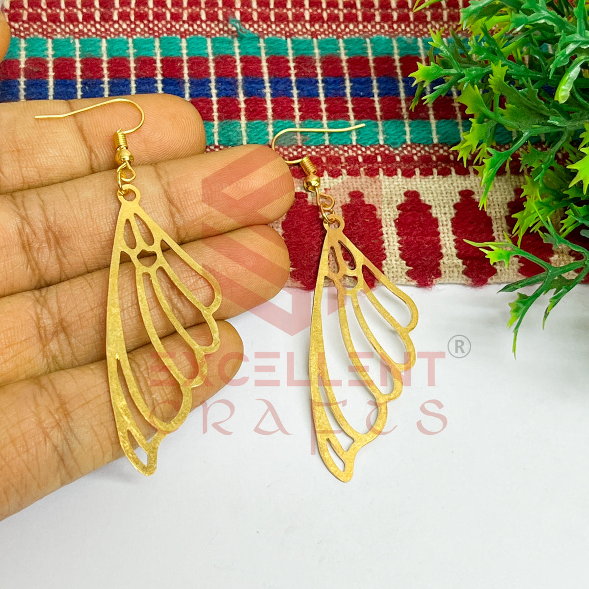 Wing Shape Brass Charm Earrings