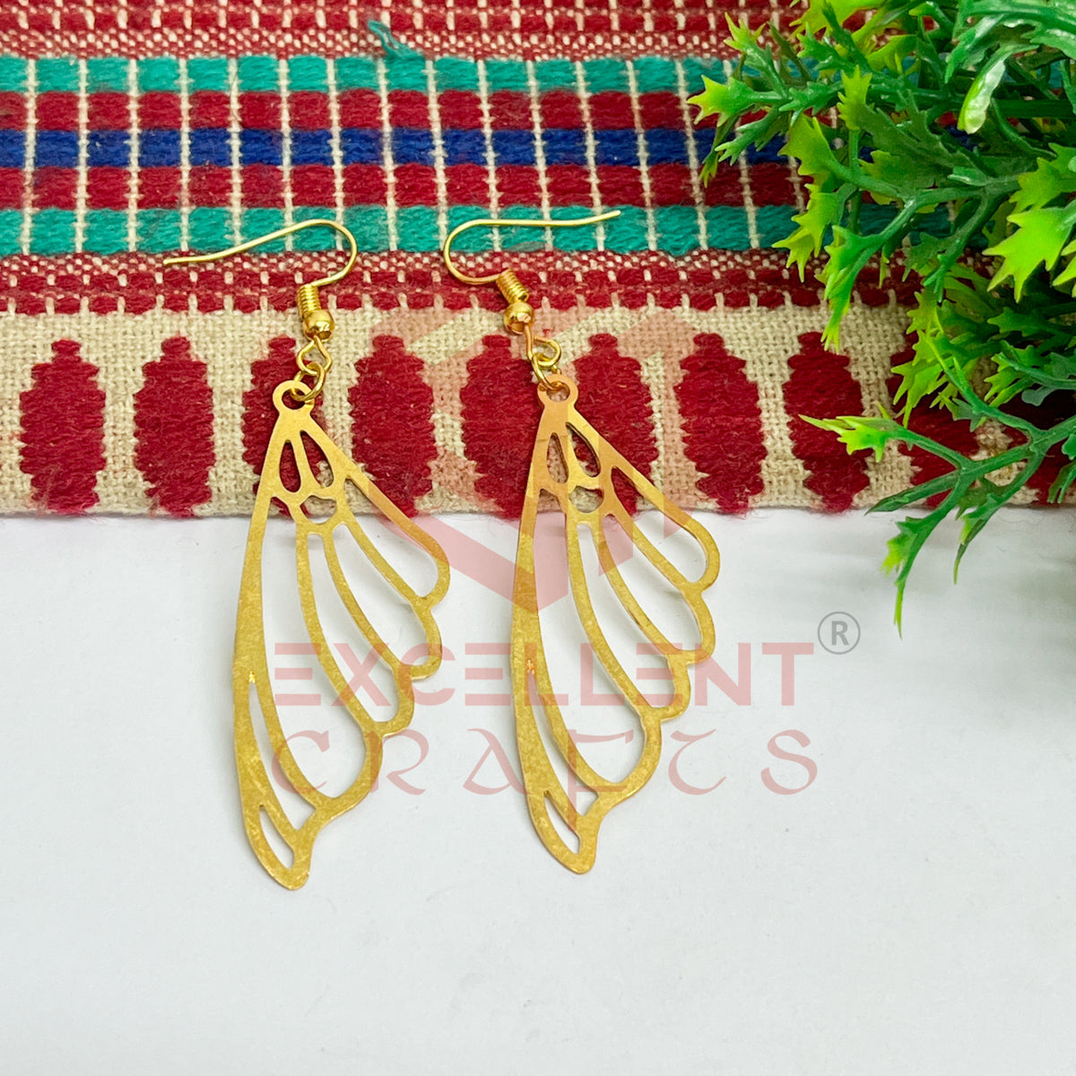 Wing Shape Brass Charm Earrings