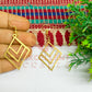 Diamond Shape Brass Charm Earrings
