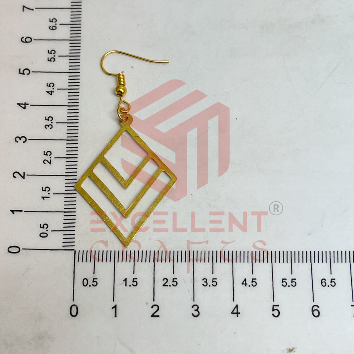 Diamond Shape Brass Charm Earrings