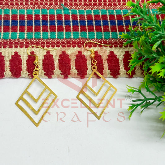 Diamond Shape Brass Charm Earrings