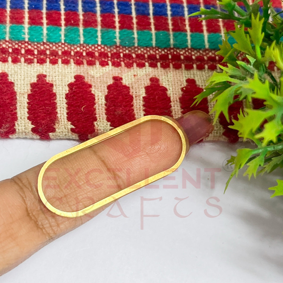 18x40mm Curve Rectangle Shape Brass Frame - Gold