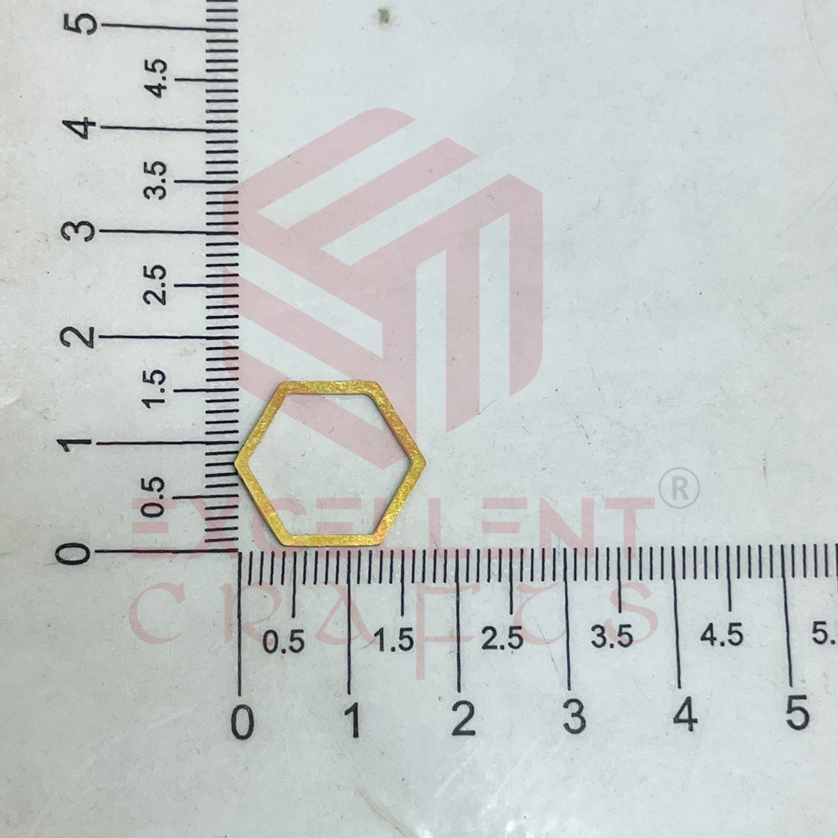 16x18mm Hexagon Shape Brass Bezel Charm - Gold