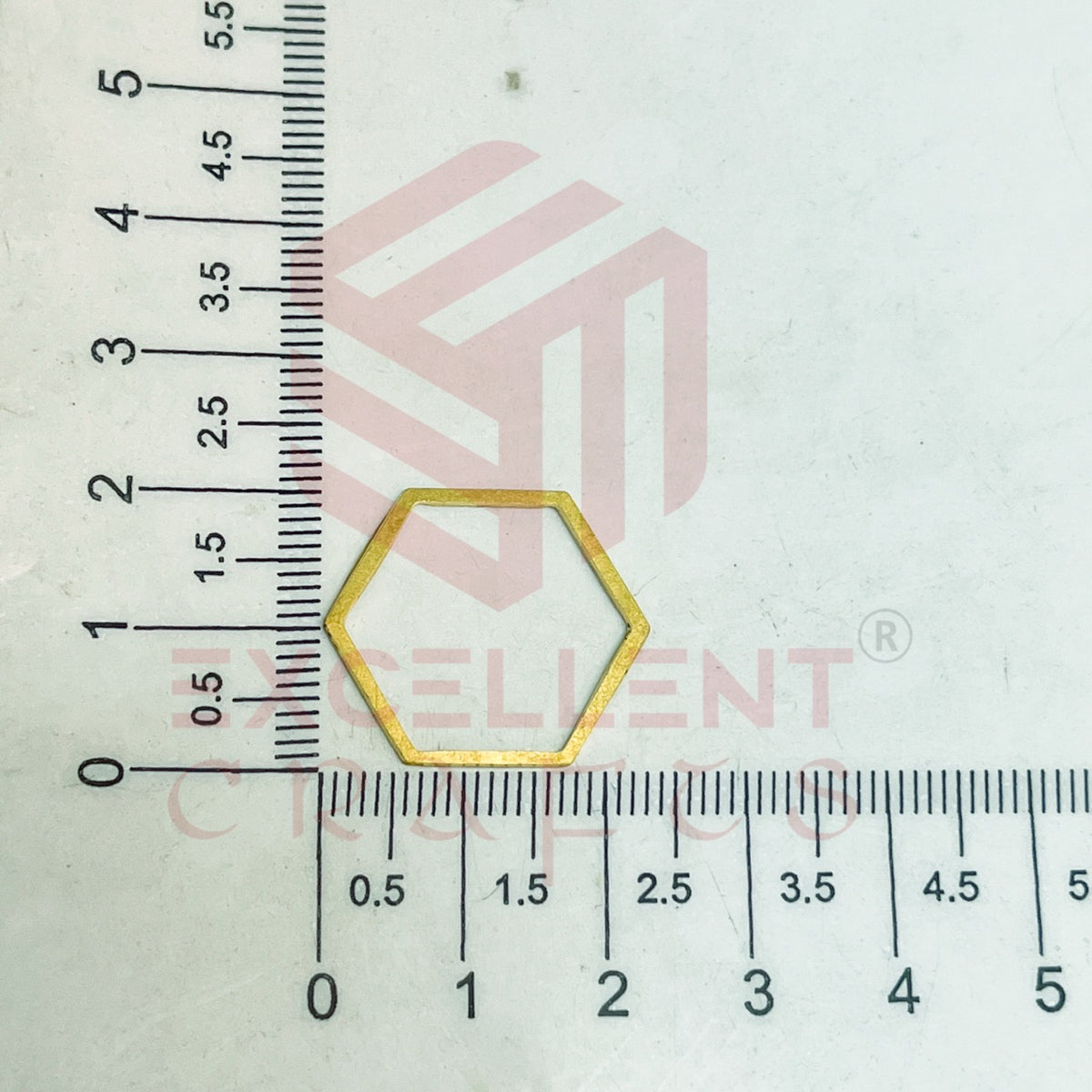 20x22mm Hexagon Shape Brass Bezel Charm - Gold
