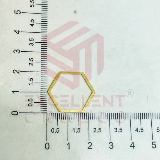 20x22mm Hexagon Shape Brass Bezel Charm - Gold