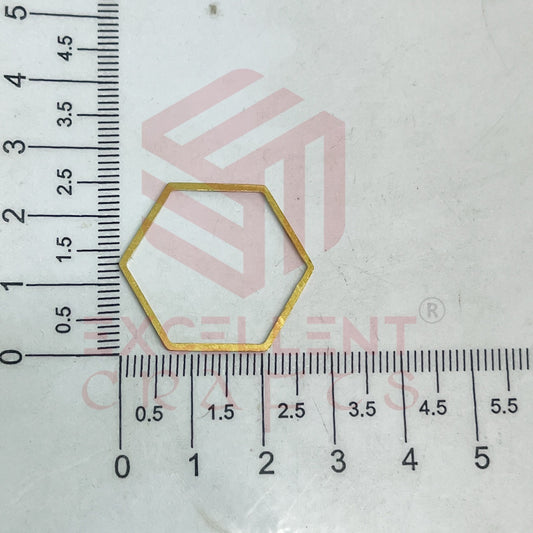 24x28mm Hexagon Shape Brass Bezel Charm- Gold