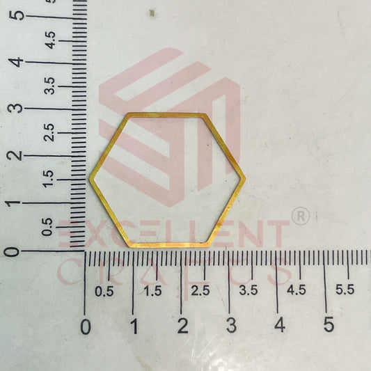 30x34mm Hexagon Shape Brass Frame - Gold