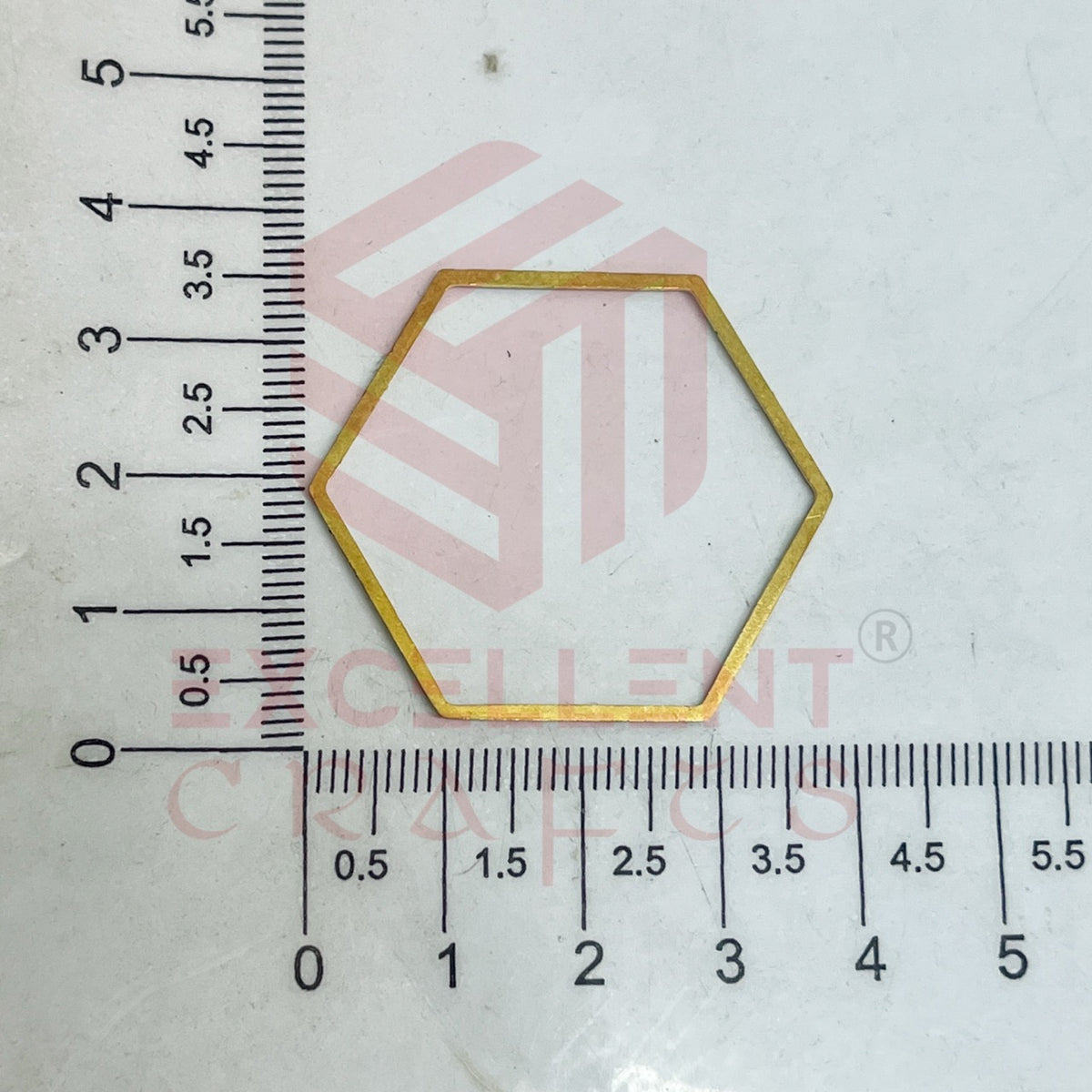 36x40mm Hexagon Shape Brass Frame - Gold