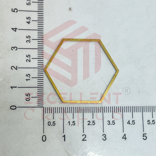 36x40mm Hexagon Shape Brass Frame - Gold