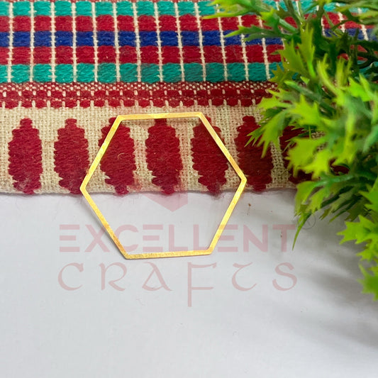 36x40mm Hexagon Shape Brass Frame - Gold