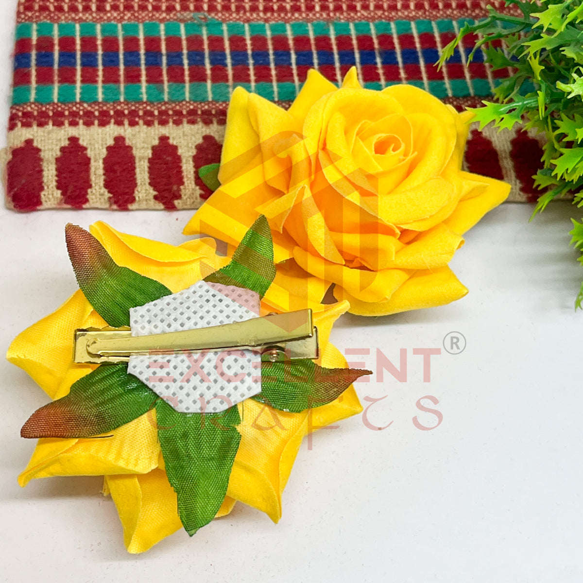 Hair Clip Artificial Flowers-HC-HA-7cm-15 (2pc Pack)