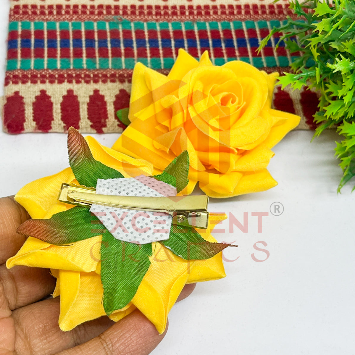 Hair Clip Artificial Flowers-HC-HA-7cm-15 (2pc Pack)