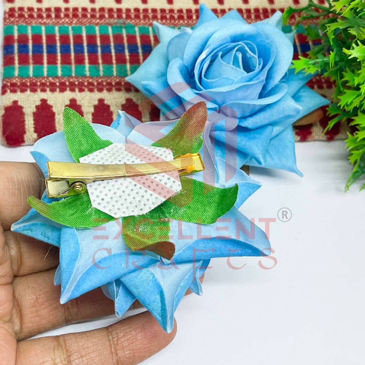 Hair Clip Artificial Flowers-HC-HA-7cm-3 (2pc Pack)