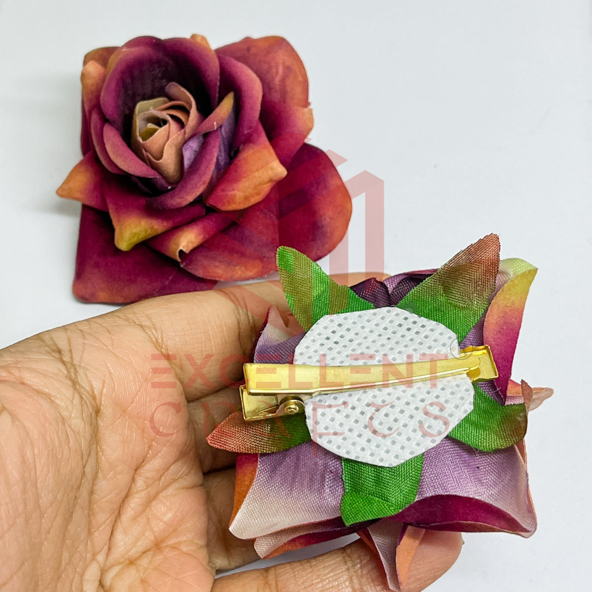 Hair Clip Artificial Flowers-HC-HA-7cm-4 (2pc Pack)