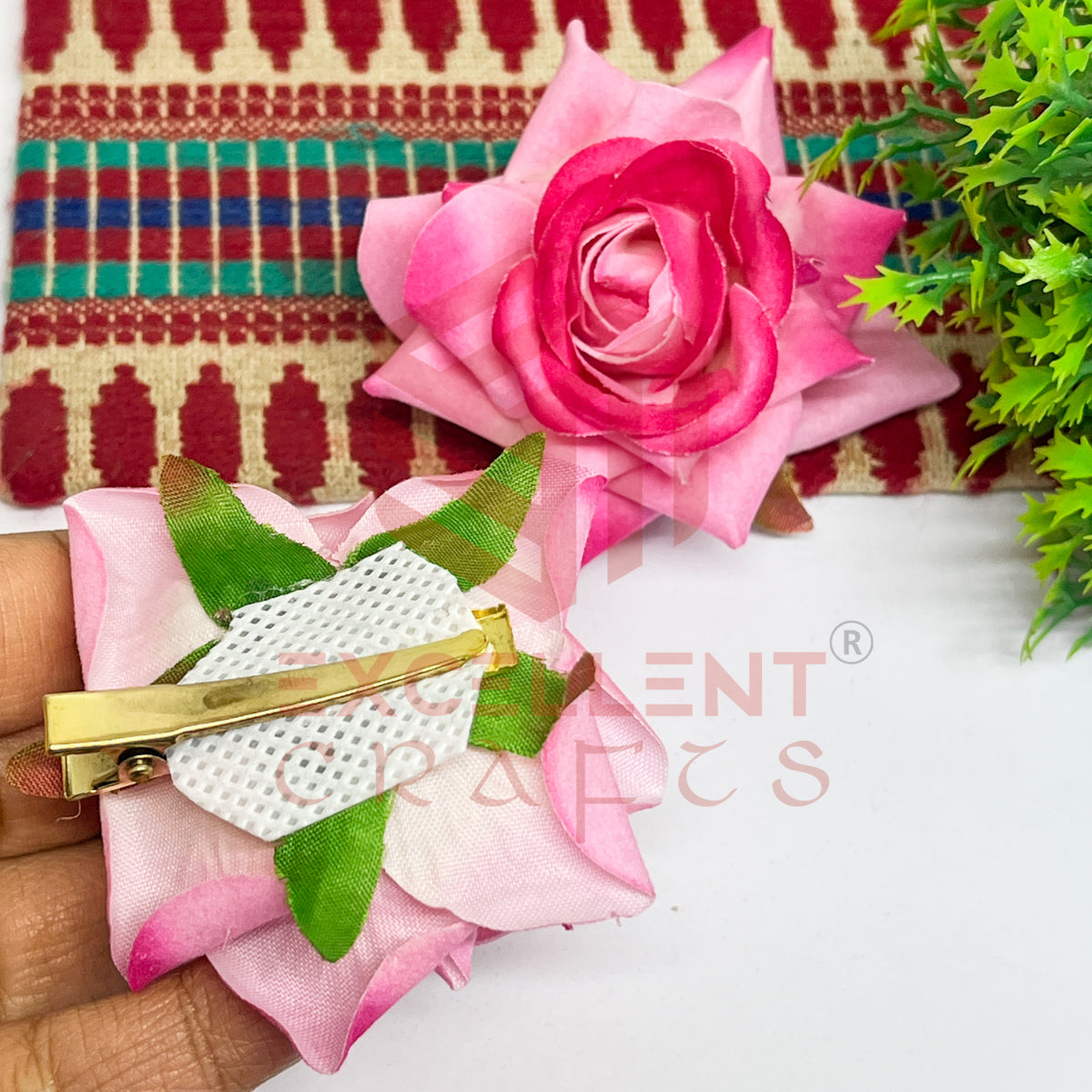 Hair Clip Artificial Flowers-HC-HA-7cm-6 (2pc Pack)
