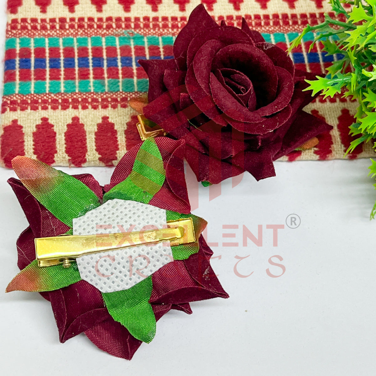 Hair Clip Artificial Flowers-HC-HA-7cm-7 (2pc Pack)