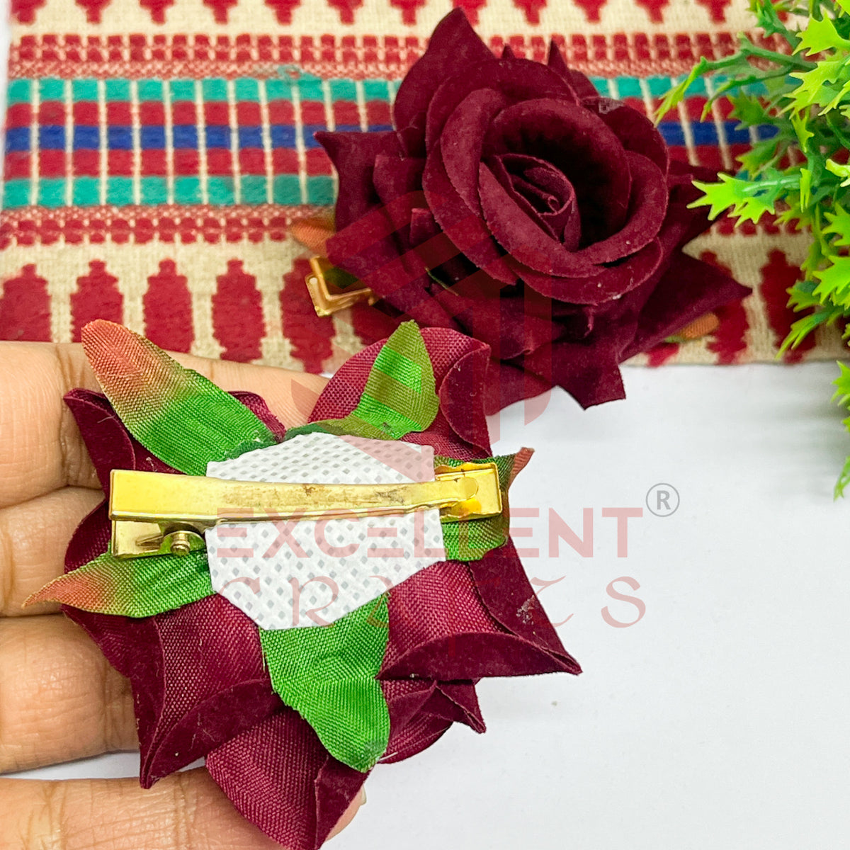 Hair Clip Artificial Flowers-HC-HA-7cm-7 (2pc Pack)