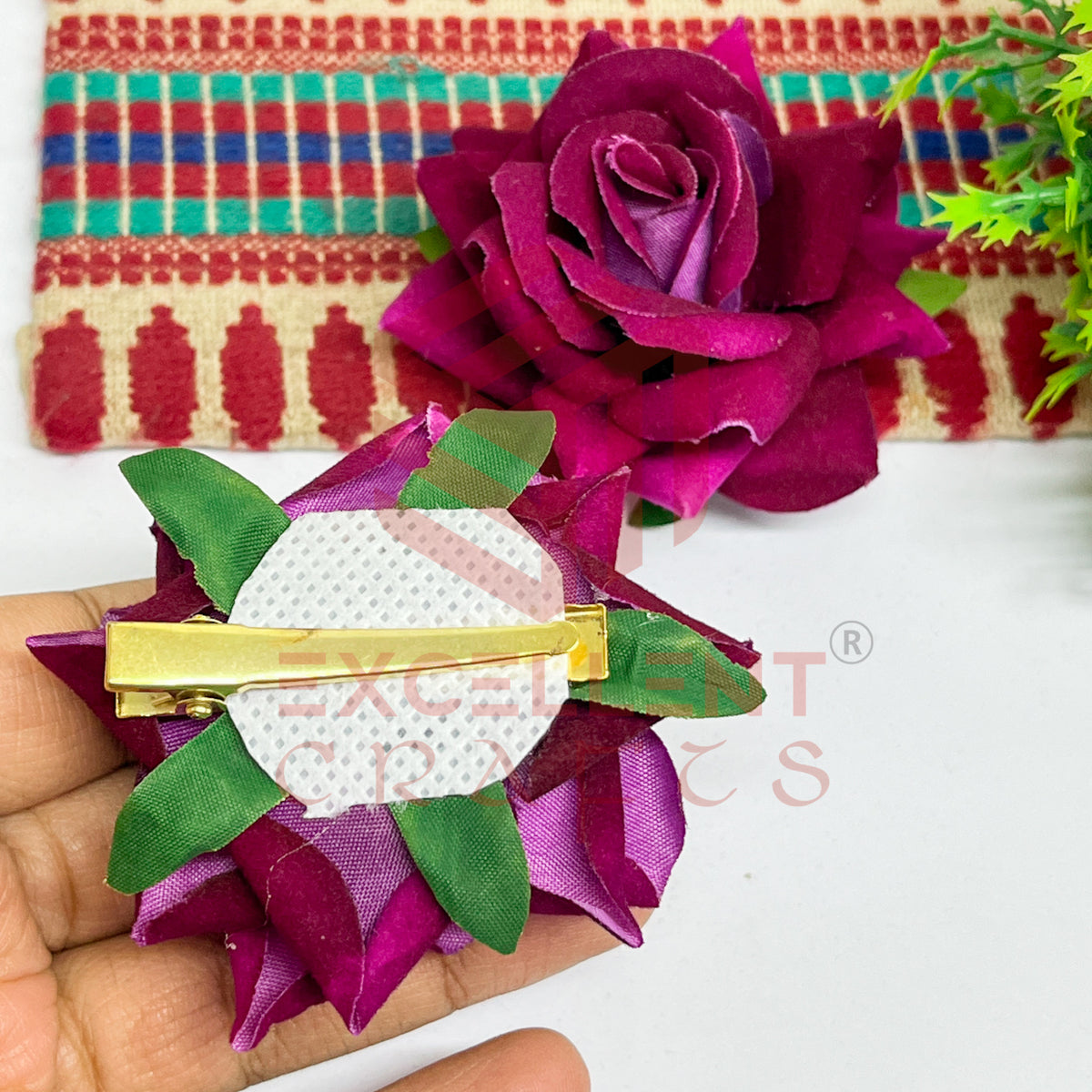 Hair Clip Artificial Flowers-HC-HA-7cm-8 (2pc Pack)