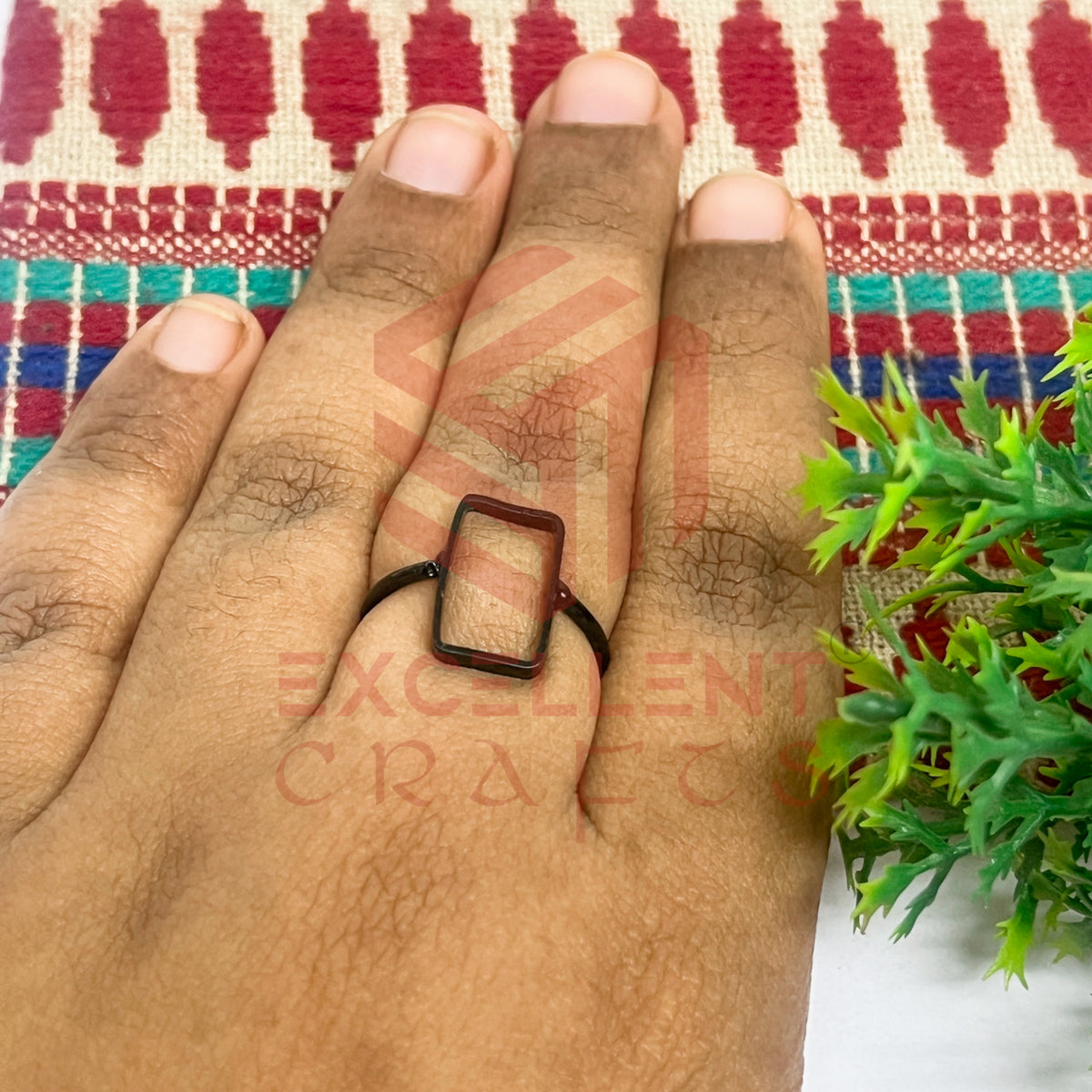 7x13mm Rectangle Brass Finger Ring
