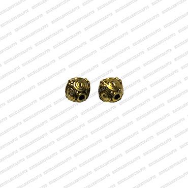 ECMANTBEAD13-6mm-Dia-Round-Shape-Metal-Antique-Finish-Gold-Color-Bead-Design-3 V1