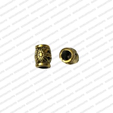 ECMANTBEAD16-5mm-x-9mm-Cylinder-Shape-Metal-Antique-Finish-Gold-Color-Bead-Design-1 V1