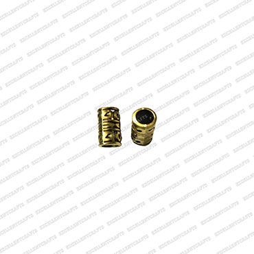ECMANTBEAD17-8mm-x-13mm-Cylinder-Shape-Metal-Antique-Finish-Gold-Color-Bead-Design-1 V1
