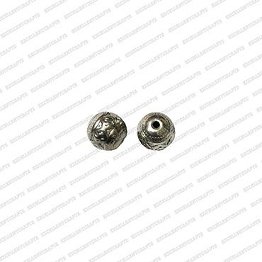 ECMANTBEAD23-9mm-Dia-Round-Shape-Metal-Antique-Finish-Silver-Color-Bead-Design-1 V1