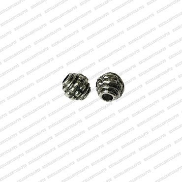 ECMANTBEAD28-5mm-Dia-Round-Shape-Metal-Antique-Finish-Silver-Color-Bead-Design-1 V1