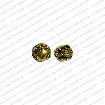 ECMANTBEAD8-7mm-Dia-Round-Shape-Metal-Antique-Finish-Gold-Color-Bead-Design-3 V1