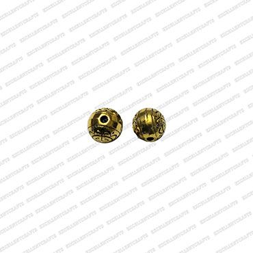 ECMANTBEAD9-6mm-Dia-Round-Shape-Metal-Antique-Finish-Gold-Color-Bead-Design-2 V1