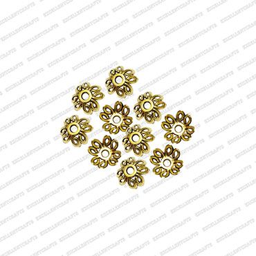 ECMANTCAP23-9mm-Dia-Round-Shape-Gold-Antique-Finish-Metal-Head-Cap-Flower-Design-1