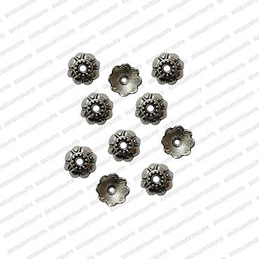 ECMANTCAP88-9mm-Dia-Round-Shape-Silver-Antique-Finish-Metal-Head-Cap-Flower-Design-7